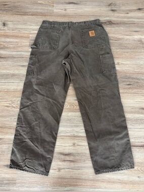 Carhartt 38x32 B111 TMB brown flannel lined Union cargo work pant. Date 0901 EUC